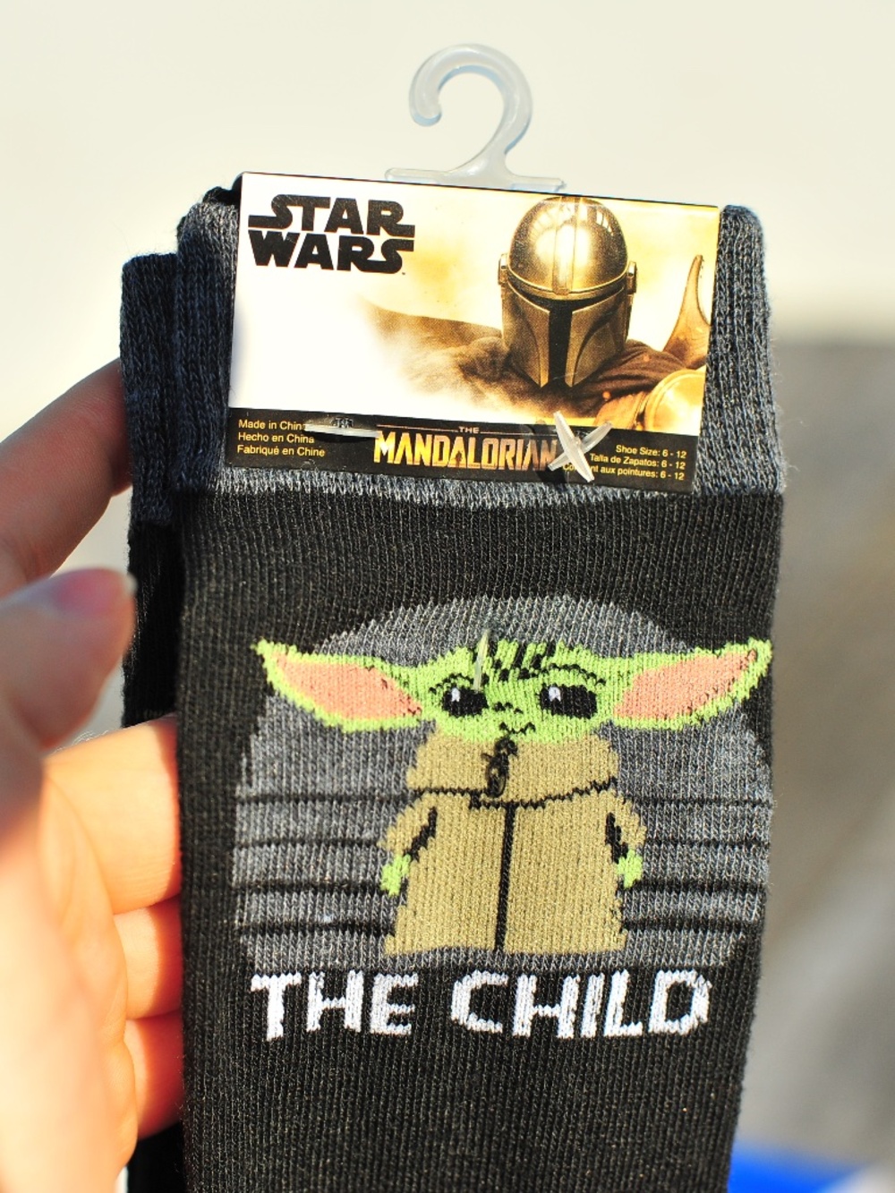 Star Wars Mandalorian Baby Yoda Grogu The Child Crew Socks Gray Novelty Gift